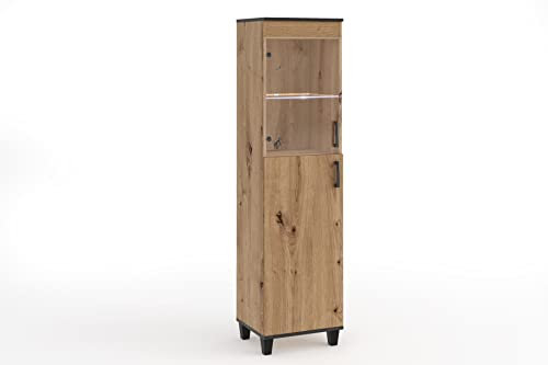 MargaretHadas24 Vitrine Vanessa IV Glas Bar Schrank Schränke Regal Holz Vitrine Möbel Wohnzimmer Glastür Holzbeine Standvitrine