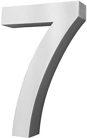 V2Aox Edelstahl Hausnummer 20 cm Groß Gross Haus Nummer 7 Zahlen Hausnummernschild Hausnummern Schild Gebürstet 3D Arial