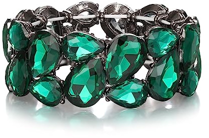 EVER FAITH Stretch Armreif österreichischen Kristall elastische Art Deco elegante Tropfen Vintage Party Armband für Damen klar Silber-Ton