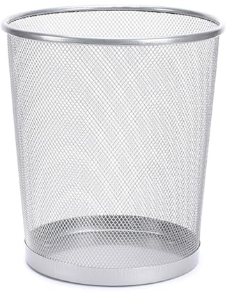 Surakey Poubelle Métal Maille Corbeille à Papier Ronde Poubelle Bureau Chambre Cuisine Salle de Bain Poubelle Métallique 29,5 cm Ø, Hauteur 35 cm, Argent