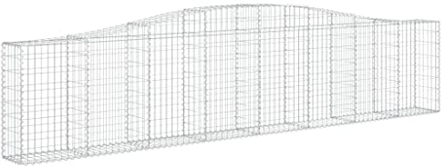 vidaXL Arched Gabion Baskets 2 pcs - Decorative and Functional Garden Barriers Made with Corrosion-Resistant Galvanised Iron - Assembly Manual Included - Silver Colour - 400x30x80/100 cm Dimensions