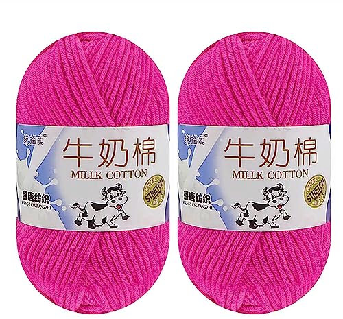 Strickgarn Strickwolle,Asudaro 2x50g Weiche Kindermilchbaumwolle für Babys, Garne Häkelnadel 5ply Baumwollgarn Pullover Schal Basteln Strickwolle Weave Thema DIY Sweater Handstrickgarn Typ 08