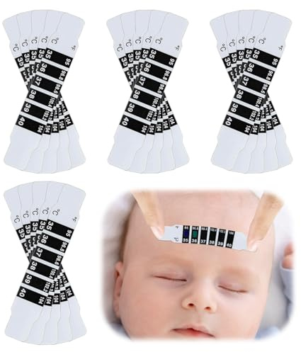 IBEIKE Forehead Thermometer Strips - 20 PCS Quick Read Reusable Forehead Head Strip Thermometers Indicator with Liquid Crystal Display, Fever Body Test for Infants Babies Toddlers Kids Elderly