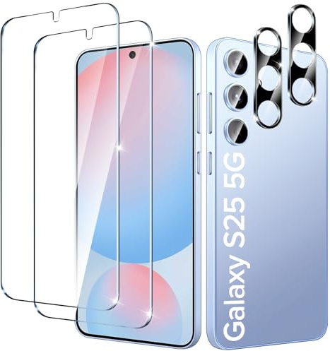 ivoler 2+2 Stück für Samsung Galaxy S25 Panzerglas, 2 Stücke Schutzfolie Mit 2 Stück Kameraschutz, 9H Härte Hartglas Displayschutzfolie, HD Klar, Anti-Kratz, Anti-Bläschen