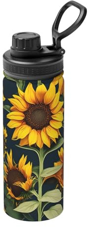 GaxfjRu Wild Flower - Botella de agua aislada deportiva de 18 onzas, acero inoxidable, diseñada para exteriores, innovadora a prueba de fugas con acero 304