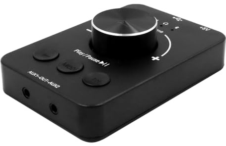 CENPEK Controlador de Volumen USB Receptor Bluetooth Conmutador de Audio de 3,5 mm Soporte U Stick Perilla de Control Multimedia para PC Altavoz