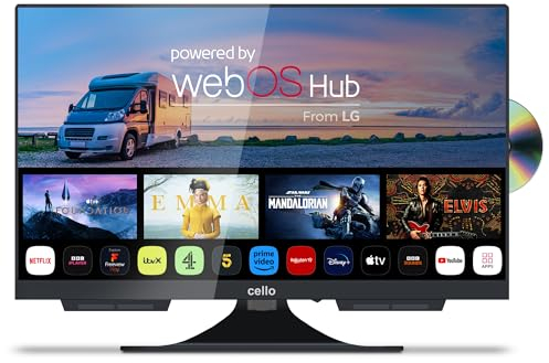 Cello C1924WSF 12 Volt 19 inch Smart Frameless TV With Built-in DVD | Ultrafast WebOS | Freeview Play | Pitch Perfect Speakers | Bluetooth | Netflix | Small TV for Motorhomes | Made in the UK