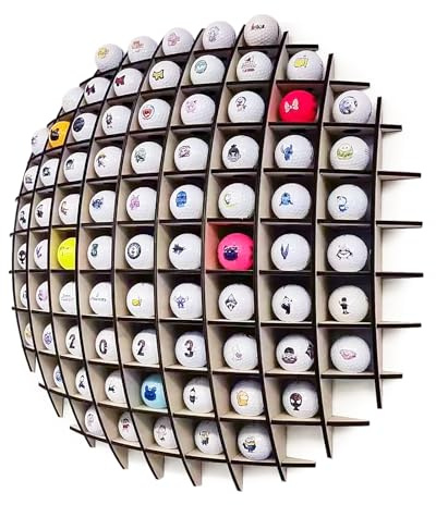 KBKJYYGS Golf Ball Display Case, Wooden, 3D Spherical, Holds 78 Balls, Great for Collectors, Wall Mounted, Sports/Golf