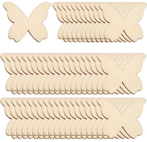 EYVRPAU 50 Stück Holz Schmetterling Scheiben DIY Holzscheiben Deko zum Bemalen Dekorieren Geschenk DIY Basteln Scrapbooking