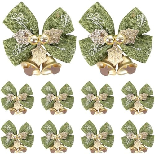 Lpitoy 10 Stück Weihnachtsschleife Glöckchen Zum Basteln, Weihnachtsdekoration, Mini-Schleife, Ornament, Basteln, Geschenk, Schleife, Weihnachtsbaum, Kränze, Hängedekoration
