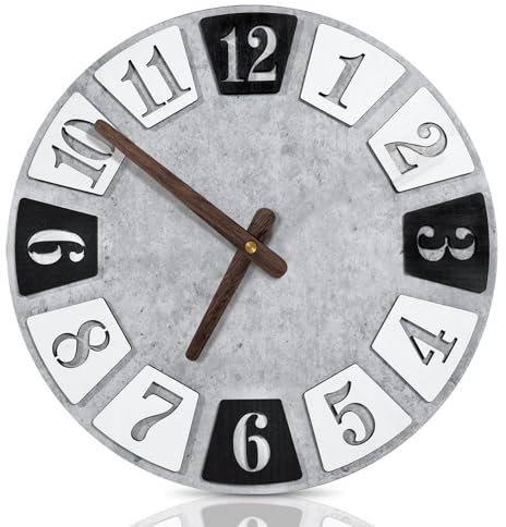 BORDEAG Horloge murale sans bruit de tic-tac - 30 cm - Horloge murale radio-pilotée - Horloge murale 3D - Pour salon, cuisine, école, maison - Décoration murale (2)