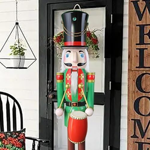CDL Nutcracker Drummer Soldier 4 feet XL high Green and Red Christmas Wooden Large Drummer Soldier Christmas Decorations K37