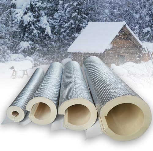 1m de Largo Fundas de Aislamiento Térmico para Tuberías Exteriores - Papel De Aluminio Coquilla Aislante - Tubo De Aislamiento De Tubería para Tubos De Agua Y Calefacción(15mmx48mmx1m)