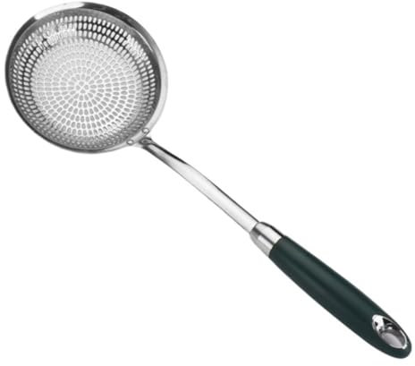 WUTIANBAO Espumadera Colador Colador De Cocina, Espumadera De Cocina, Red De Drenaje De Acero Inoxidable, Mango Largo Fangtan Colador De Cocina(Green-No Hook,40cm)