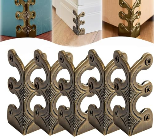 5PCS Skiffers Baseboard Corner Protectors,Baseboard Skiffers,Skiffers Corner Protectors,Solid Brass Skirting Board Corner Protectors,Vintage Metal Corner Protector,Decorative Protector Cover (Bronze)