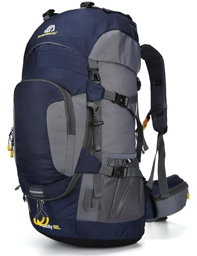 Mxaeyar 60L Wanderrucksack mit Regenschutz, wasserdicht, leicht, Outdoor-Reiserucksack, großer Rucksack für Männer und Frauen, hohe Kapazität, Tagesrucksack für Wandern, Trekking, Camping, Sport