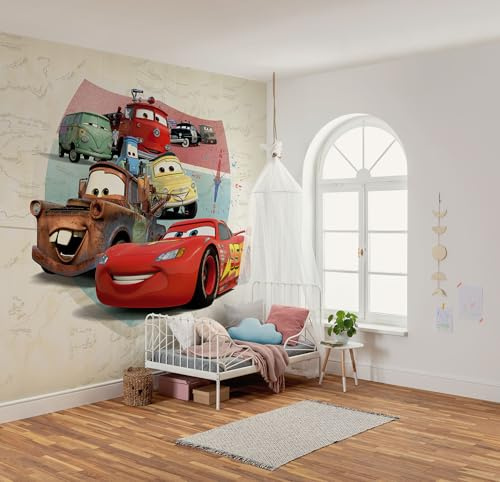 Komar Vlies Fototapete - Disney and Pixar Cars Open Road - Größe 250 x 250 cm - Tapete, Kinderzimmer, Kindertapete