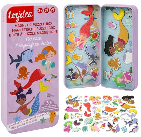 Toydea Magnetspiel Puzzle Box Meerjungfrau, Spiel für Kinder ab 3 Jahre | Fördert Kreativität & Feinmotorik, magnetisches Spielzeug, ideales Reisespiel für unterwegs & zu Hause