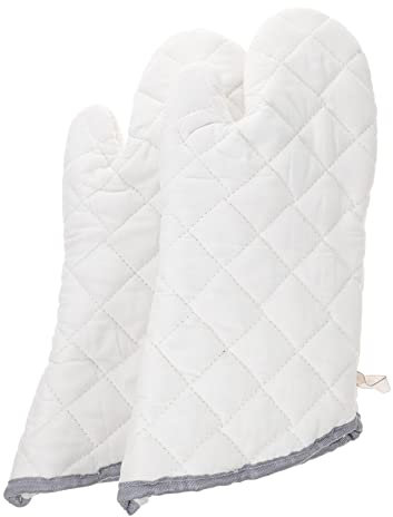 HOLIDYOYO 2stücke Baumwollhandschuhe Hitzebeständig Für Küche Und Ofen Weiße Küchenhandschuhe rutschfeste Ofenhandschuhe Aus Robustem Material Geeignet Für Grillen Und Kochen