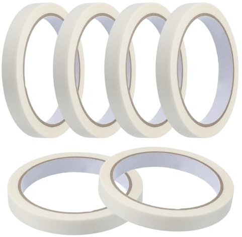 sourcing map Lot de 6 rubans de masquage 12 mm x 20 m pour bricolage, artisanat, peinture murale, étiquetage, voiture, maison, bureau, décoration blanche