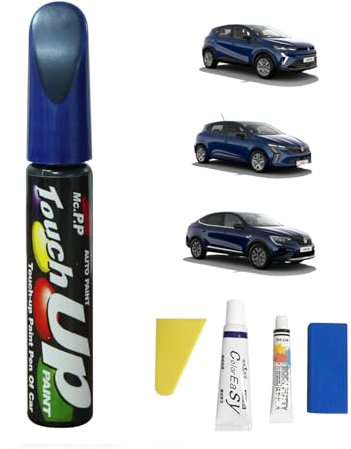 Treesiche Penna Ritocco Carrozzeria per Renault, Pennarello Copri Graffi Auto, Penna Ritocco Vernice Auto, Soluzione Rapida e Facile per la Riparazione, Iron Blau (RQH)