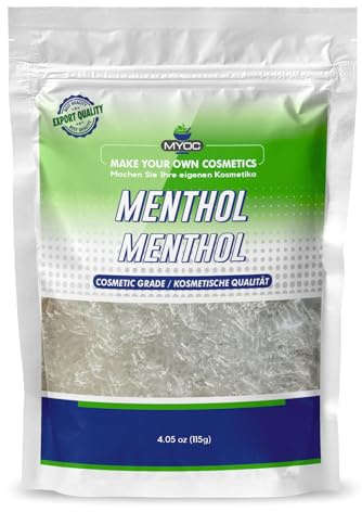MYOC Cristales de mentol | Calidad cosmética pura para el cuidado de la piel, bálsamos, jabones, cuidado de labios, aromaterapia y formulaciones de bricolaje - 115 g / 4 oz