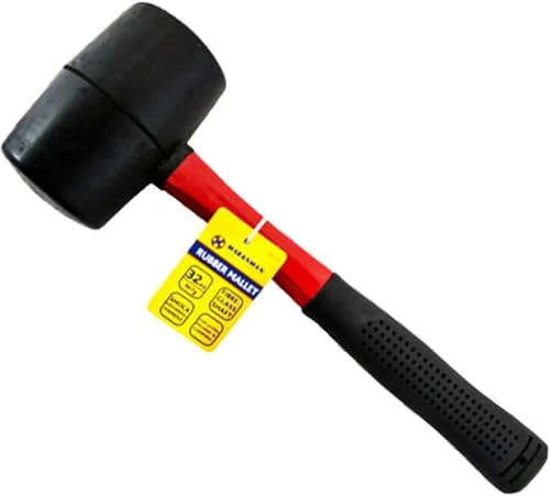 Bazzaree 32oz Rubber Mallet Hammer – Heavy Duty, Fibreglass Shaft, Non-Slip Grip, Soft Strike for Tiling, Paving & DIY