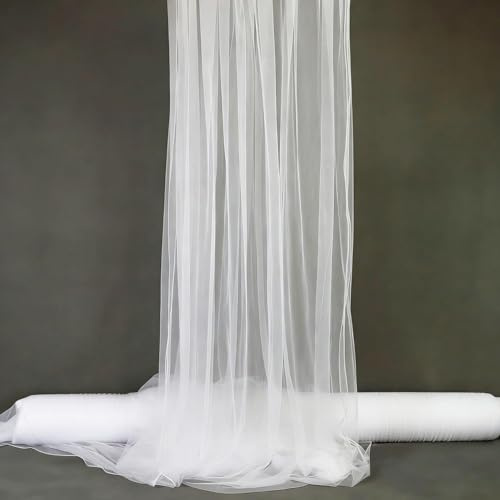 Tüll Stoff für Hochzeit Vorhang,Querbehang Hochzeitsbogen,160 x 800cm Hochzeitsdeko Gardinen Deko Schals,Tüllstoff zum Nähen Meterware,Kostümstoff,Dekostoff für Fotografie,Party,Zeremonie,Weiß
