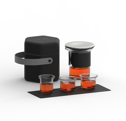 LEEDJUINE tekopp resa bärbar 5 st te-set, 250 ml 8,5 uns, värmebeständig tesil i glas