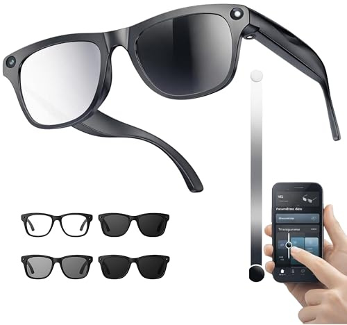 11LASTYLE47 Lunettes Smartglasses 2026 Caméra Full HD, Verre Teinte Electrochomique Flash intégré, Musique, Bluetooth,WiFi, Protection UV, Assistant Vocal IA, Réseaux Sociaux, Haute Autonomie.