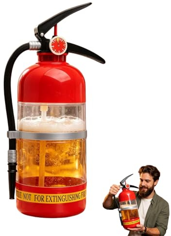 Fire Extinguisher Beer Dispenser, 1.5 Litre Acrylic Liquor Pump for Beer Wine and Cocktails, Manual Hand-Pressure Bar Rack for Home Entertainment, Barbecues, Gift for Men's Father Party Supplies (Red)