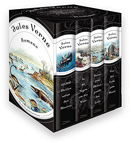 Jules Verne, Romane (20.000 Meilen unter den Meeren - In 80 Tagen um die Welt - Reise zum Mittelpunkt der Erde - Von der Erde zum Mond) (4 Bände im Schuber)