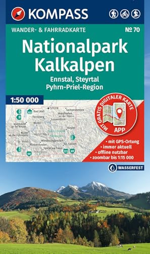 KOMPASS Wanderkarte 70 Nationalpark Kalkalpen, Ennstal, Steyrtal, Pyhrn-Priel-Region 1:50.000: Wander- und Fahrradkarte in einem - inklusive ... Radwege. Skitouren. Langlaufen. Reiten.