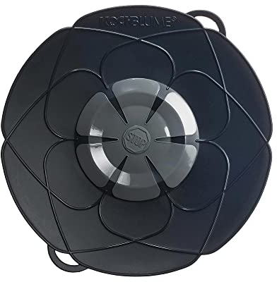 Kochblume das Original, Silikon Überkochschutz für Töpfe und Pfannen, Mikrowellen-Deckel, Spritzschutz und Dampfgar-Aufsatz | (anthrazit, XL | Topfgröße 20-28cm)