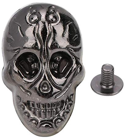 20 STÜCKE Skeleton Ghost Niet, Schädel Crossbone 3D Ghost Niet Stud Punk Dekorative Knöpfe mit 20 Stücke Schrauben für Tasche Ledergürtel DIY Handwerk Making15,66 * 25,24mm(Pistolenfarbe)