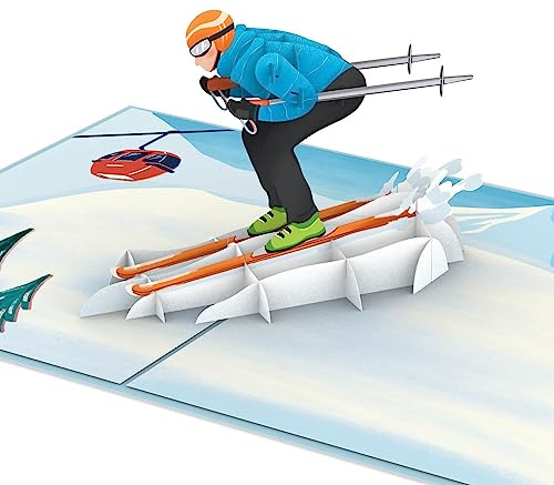 papercrush® Pop-up biglietto per sciatori - Divertente 3D biglietto di auguri per sci o buono regalo per vacanze sugli sci - Carta regalo per skipass o lezioni sci - Viaggio regalo per vacanze insieme