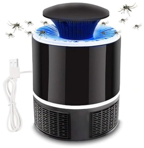 offershop Lampada Anti Ammazza Uccidi Zanzare Insetti Zanzariera Elettrica Antizanzare Trappola Luce LED UV Viola Vortice Succhia Attrae Zanzara USB Casa Campeggio Ufficio (Nero)