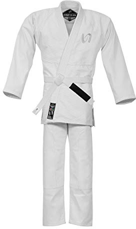 UFG Essential Brazilian Jiu-Jitsu Kimono BJJ Gi Uniform - Unisex Kids Adults (White Belt Included) (White, A-6)