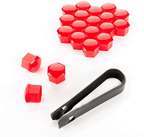 LST 20x Sechskant Radschraube Abdeckkappen 17 mm rot Glanz Felgen Kappen Set