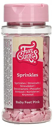 FunCakes Sprinkles Zuckerstreusel, Baby Feet Pink, 55 g | Streuen die Babyfüße Mädchen über Cupcakes, Keksen und Kuchen, Perfekt für Babypartys, Sprinkle Streusel Mix