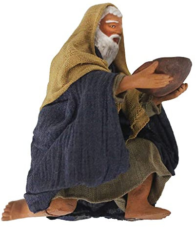 mitienda mit Liebe gemacht Figuras de belén Bettler, 12 cm, de arcilla y tela, accesorio para belén para aficionados y coleccionistas