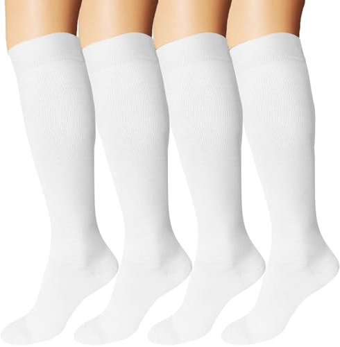 DDOBB Kompressionsstrümpfe Damen und Herren 4 Paar Stützstrümpfe Kompressionssocken Stützsocken Reisestrümpfe für Flug Sport Running Radsport