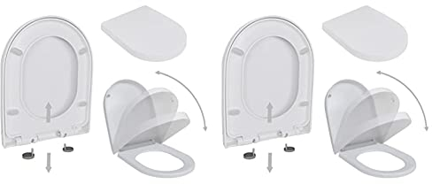 Toilettensitze mit Absenkautomatik 2 Stk., Chusui Klodeckel, Toilettendeckel, Wc Sitz, Klobrille, Wc Deckel, Toilettenbrille, Kunststoff Weiß