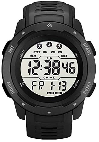 TOPINCN Reloj Deportivo Digital, WR50M Impermeable para Hombre Reloj Deportivo para Correr Multifuncional Luminoso para Exteriores (Negro)