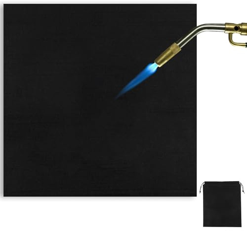 Feuerfeste Unterlage 50×50cm,5mm Carbonfilz,Hitzebeständig Hitzeschutzmatte | 50x50cm Hitzematte aus 5mm Carbonfilz mit Tasche.Ideal für BBQ,Camping,Grill,Kamin & Schweißen –schützt zuverlässig vor Hitze