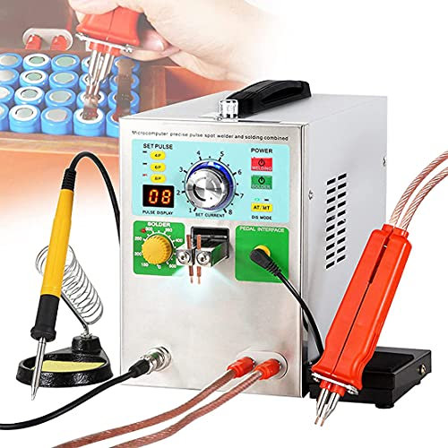 CYMYYDS Saldatrice a Punti a Batteria al Litio Portatile, Saldatrice a Batteria 3.2kw con Saldatore, Saldatrice a Punti a Impulsi Doppia modalità di Saldatura per Batterie di Saldatura