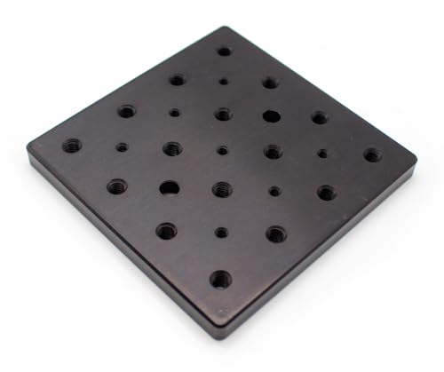 LeTkingok 100x100x9MM Dual Density Optical Plate, Magnetic Adapter Plate Breadboard M4/M6 Screw Holes Alloy Steel Material