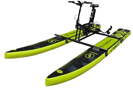 Spatium Elektrisches Wasserfahrrad Aufblasbare Wasserfahrräder Tretboot 1 Person Wasserfahrrad für See Aufblasbares SUP Wasserfahrrad für Erwachsene mit Einer Batterie Grün