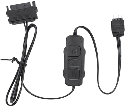 ARGB Controller, 5 V, 3 polig, SATA RGB Controller Kabel, SATA Netzteil, Lichtstreifen Fernbedienung für PC Lüfter, Kühler, DIY ARGB Geräte, RGB Lichtstreifen Controller (BLACK)