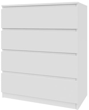 Mebligo - Kommode mit 4 Schubladen 80 cm Breit, Komodenschrank für Schlafzimmer, Kommode Wohnzimmer, Kinderzimmer, Jugendzimmer und Büro (B:80 x H:97 x T:40 cm) - Weiß